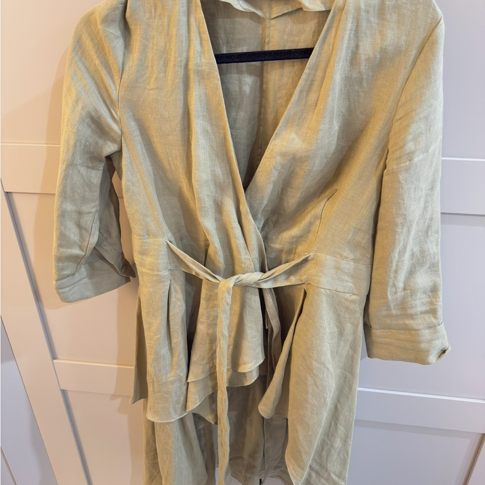 Zara Woman Olive Green Tie-Front Top - Picture 5 of 9